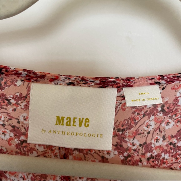 Anthropologie Maeve Pink Floral Ruffle Tiered Tunic Boho Midi Dress - size S - Picture 7 of 10